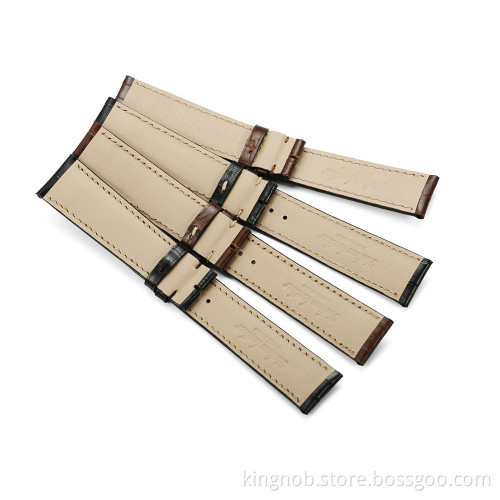 18 to 22mm Stainless Steel Calf Leather Watch Band Strap